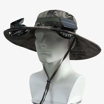 Sombrero de pescador con ventilador y batería de litio y carga solar