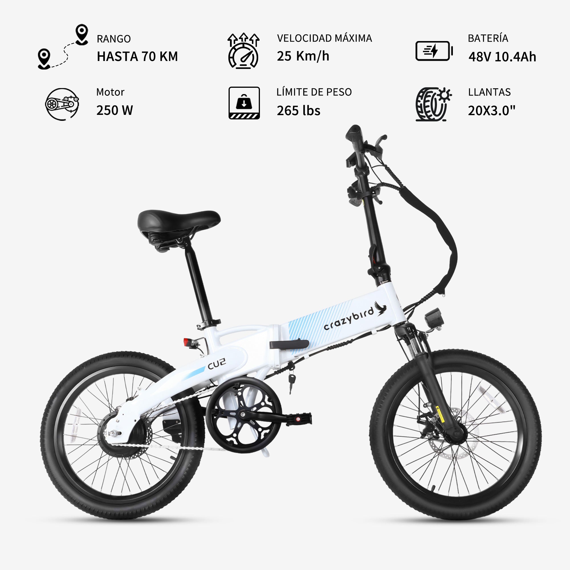 Crazybird-CU2 Bicicleta Eléctrica para Adultos 20