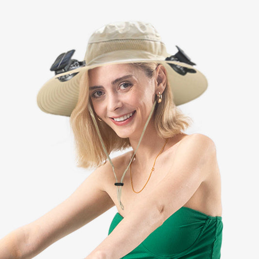 Sombrero de pescador con ventilador y batería de litio y carga solar
